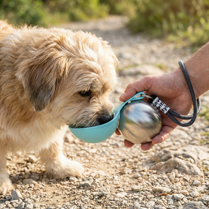 2-in-1 Dog Travel Water Bottle - Leakproof Stainless Steel with Silicone Bowl