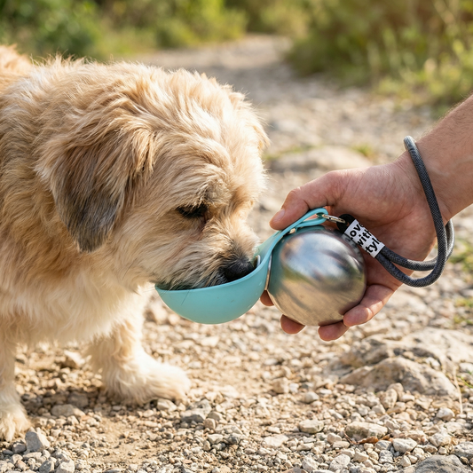 2-in-1 Dog Travel Water Bottle - Leakproof Stainless Steel with Silicone Bowl